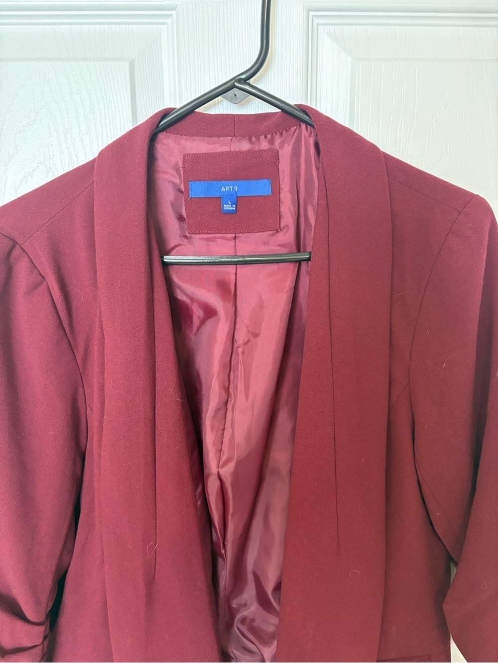 Apt. 9 Open Front Ruched Sleeve Blazer - Burgundy - Picture 2 of 6